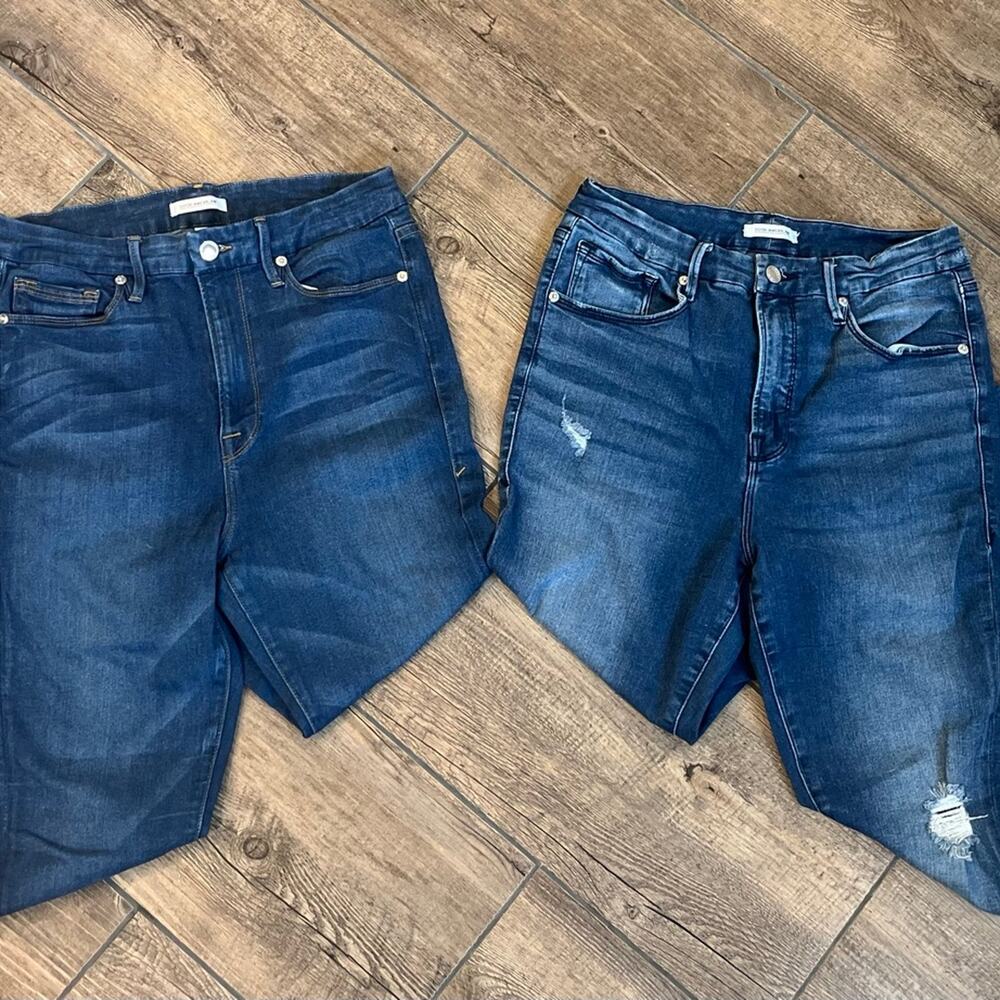 2 PAIRS! Good American Women's Skinny Jeans - Deep Indigo